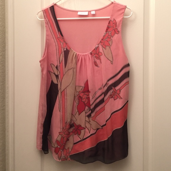 Women’s Peach Floral Tank Size L - Picture 1 of 3