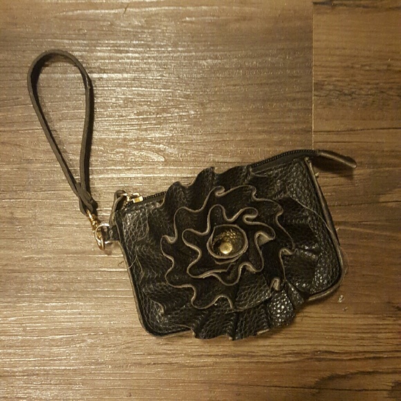 Black Flower Wristlet