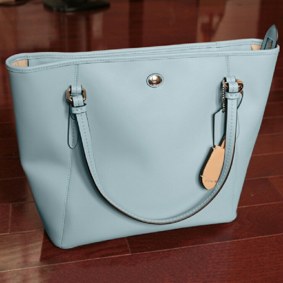 Coach Light Blue Saffiano Peyton Leather Tote