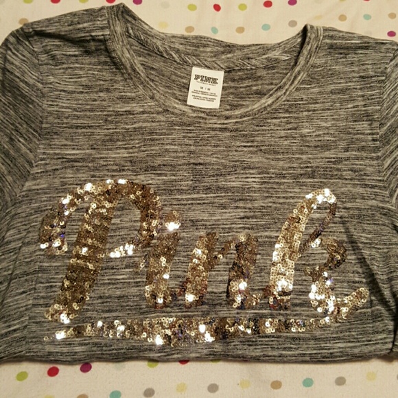 PINK!!! T-shirt Beautiful gold sequins!!!