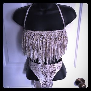 Snake skin fringed bikini!