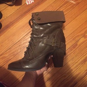 Steve Madden Ash Brown Heeled Combat Boots