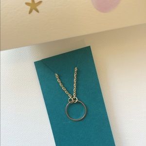 Gold Plated Round Hoop Layer Necklace.