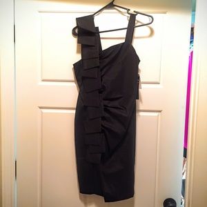SL Fashions Black Formal Ruffle Dress