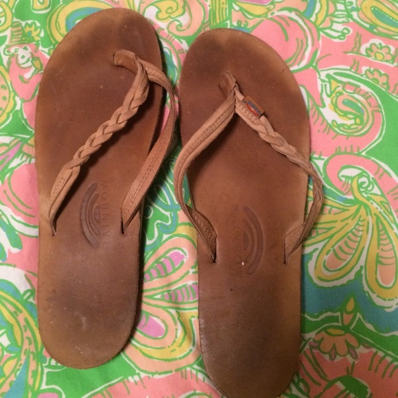 braided rainbow flip flops