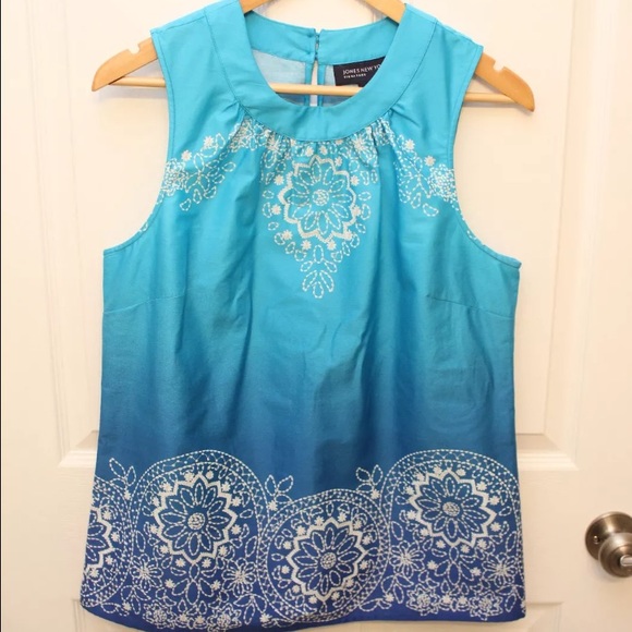 Jones New York Size Medium Ombré BLUE Tunic Top