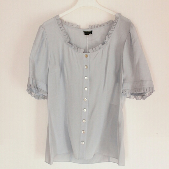 Pale Blue Ruffle Blouse