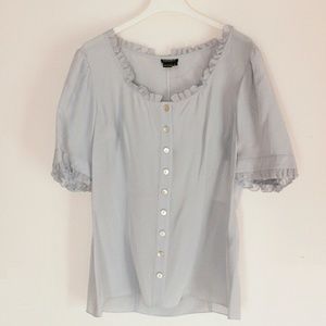 Pale Blue Ruffle Blouse