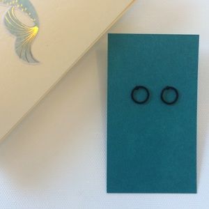 Black Plated, Round Earrings.