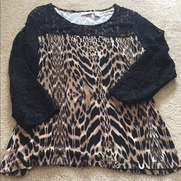 Chico's size 0 leopard and lace top