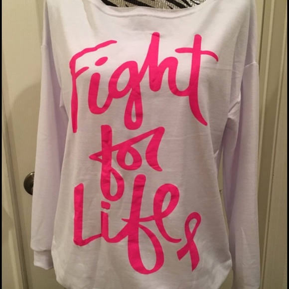 Breast Cancer off the shoulder sweatshirt - Picture 2 of 2