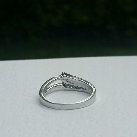 SOLD 18K White Gold Filled Blue Opal/CZ Wave Ring - Picture 4 of 4