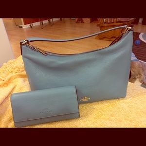 Coach purse and matching wallet. Baby blue