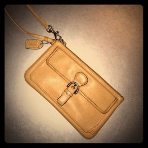 COACH Tan Leather Wristlet