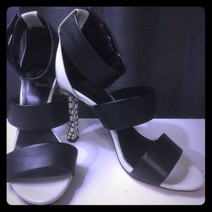Black & White Heel with straps