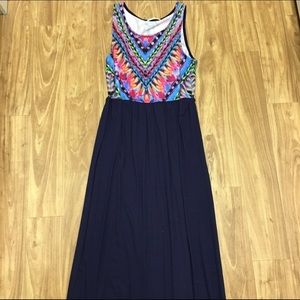 Navy blue & aztex maxi dress L