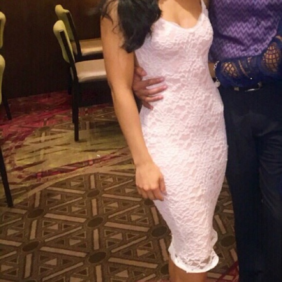 White custom made dress with sequins