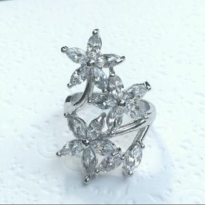 SOLD 18K White Gold Filled Topaz Flower Ring