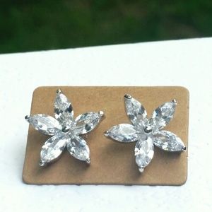 SOLD 18K White Gold Filled Topaz Flower Earrings