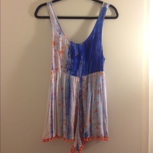 LF Millau blue and orange tie dye romper