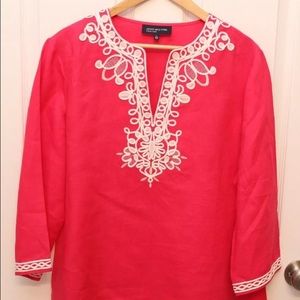 Jones New York XL Tunic Top Pink Linen Cover Up