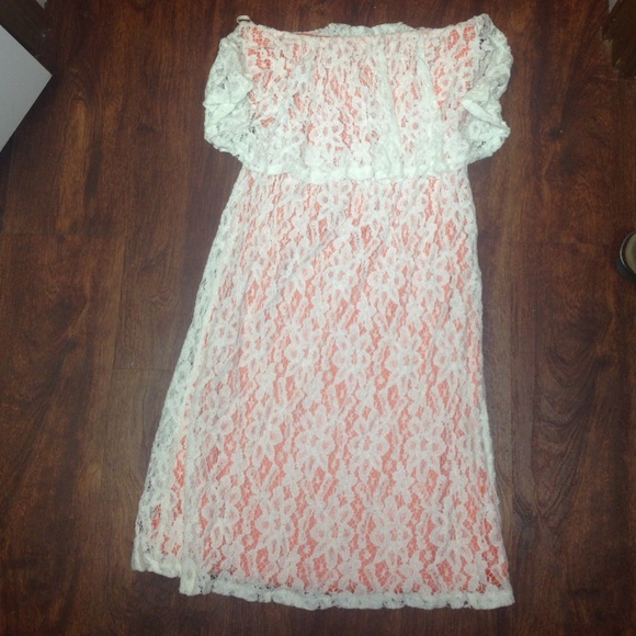 Strapless lace dress