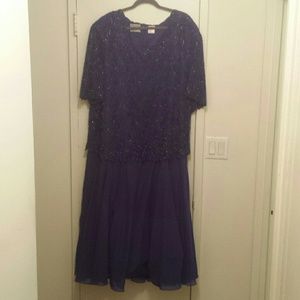 Formal purple beaded dress plus size