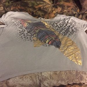 Feather and animal print shirt