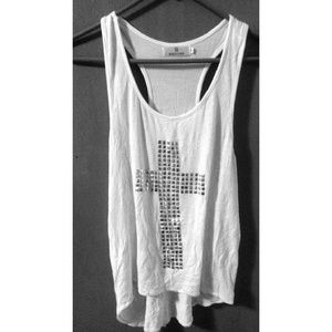 White studded cross tank