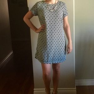 Black and white shift dress