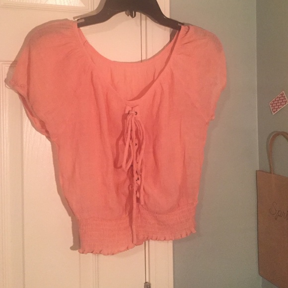Pink lace crop top