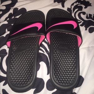 Pink and Black nike flats