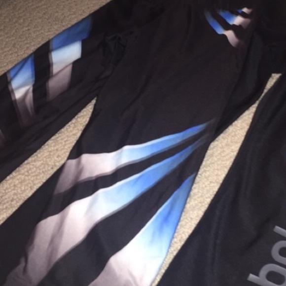 Blue and black leggings
