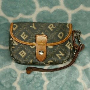 Brown and tan Dooney & Burke wristlet