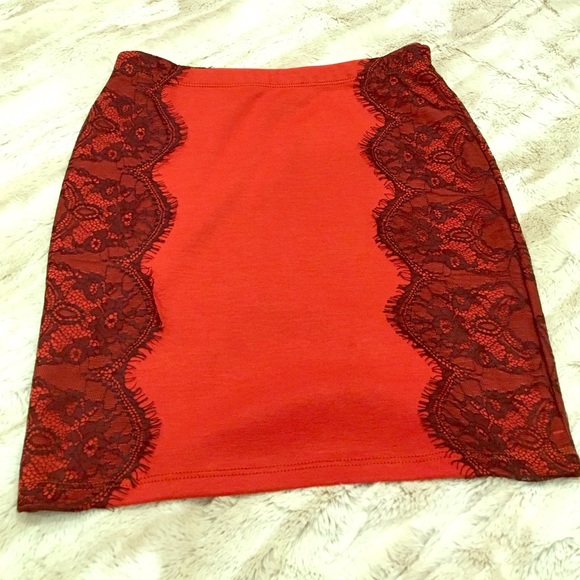 Red mini skirt