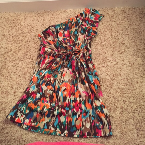 XXI-Forever 21 multi-color one shoulder tie dress