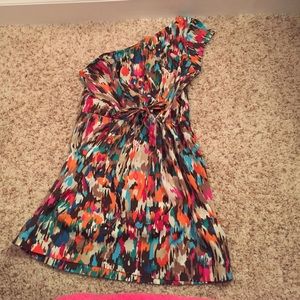 XXI-Forever 21 multi-color one shoulder tie dress