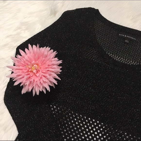 Rock & Republic Tops - Rock & Republic Open Knit Metallic Shimmer Top