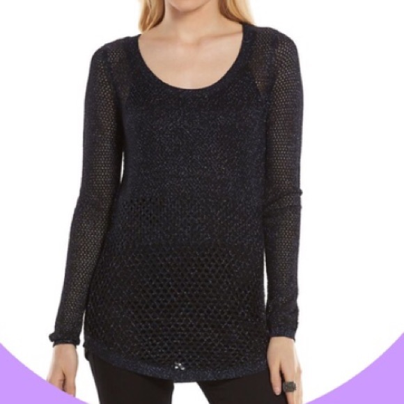 Rock & Republic Open Knit Metallic Shimmer Top - Picture 4 of 4