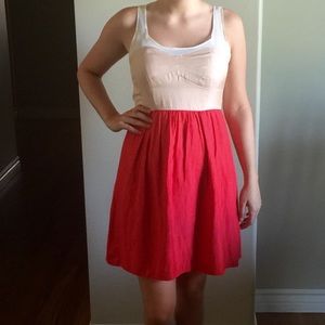 American eagle orange and cream silk dress