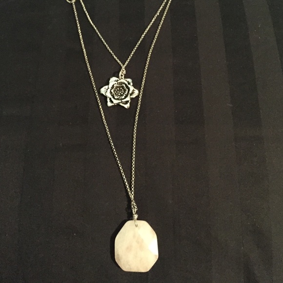 Lucky Brand Rose Quartz Flower Necklace