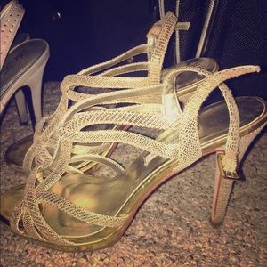 Gold Strappy Heels