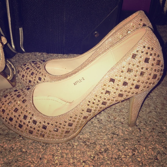 Gold/Bronze Rhinestone Heels