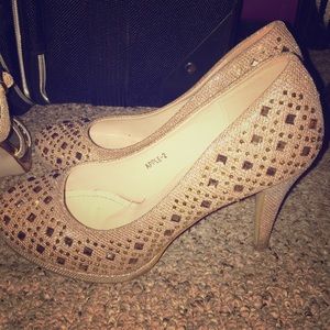 Gold/Bronze Rhinestone Heels