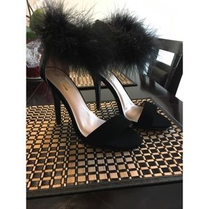 Black Marabou Heels
