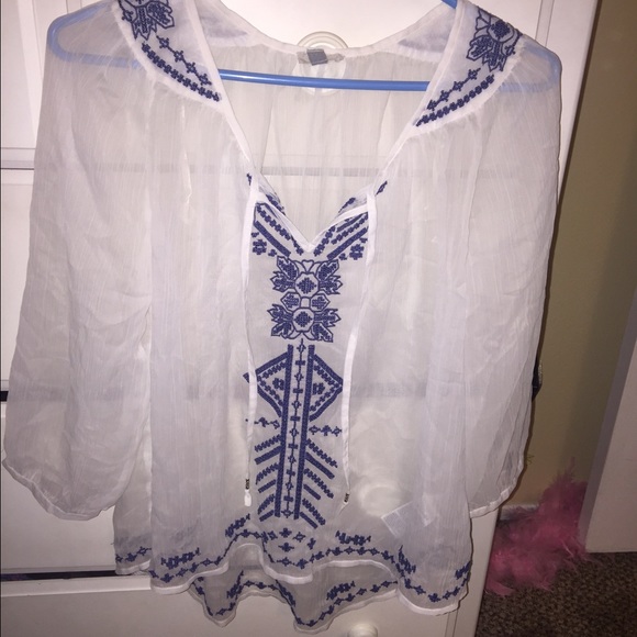 Sheer white quarter sleeve top