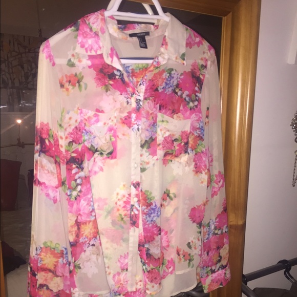 Sheer floral blouse