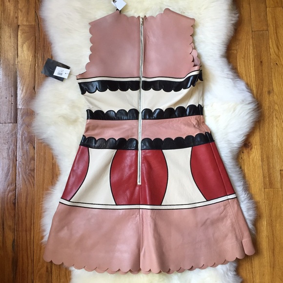 SOLD Valentino Leather Pink Blush Mini Mod Dress - Picture 4 of 4