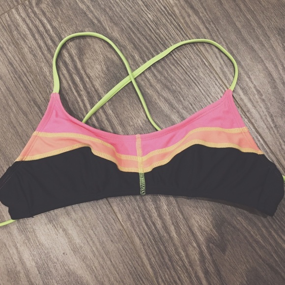 Xhilaration Neon Colorblock Bikini Top