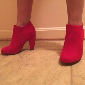Red booties with 4 inch heel